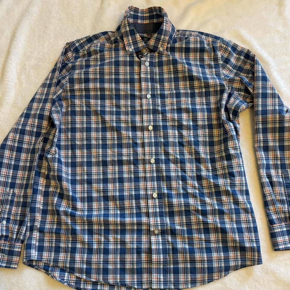Men's Large George Classic fit Blue and red Plaid Shirt